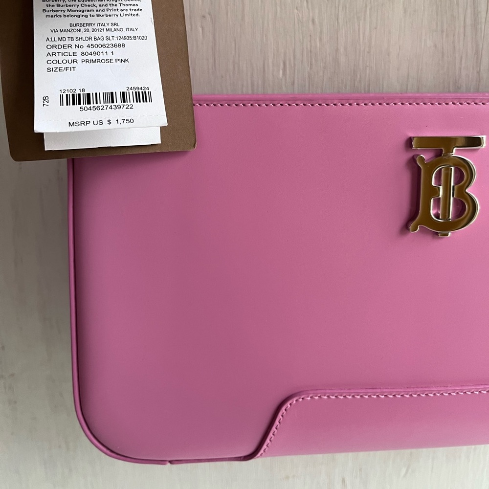 🔴SOLD🔴 BURBERRY Medium TB Monogram Leather Shoulder Bag-Primrose Pink - Picture 6 of 16
